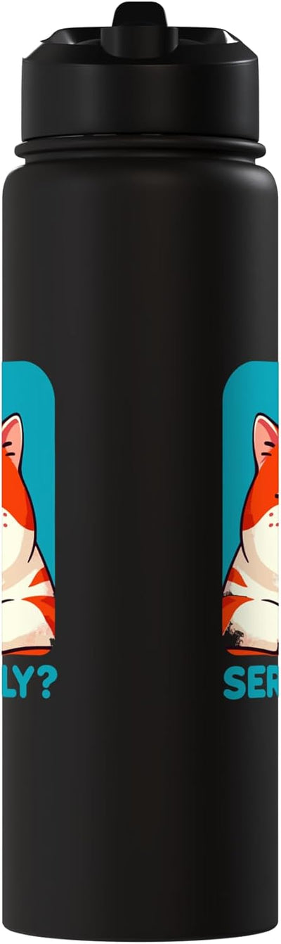 Botella agua acero inox aislada gato kawaii sarcástico