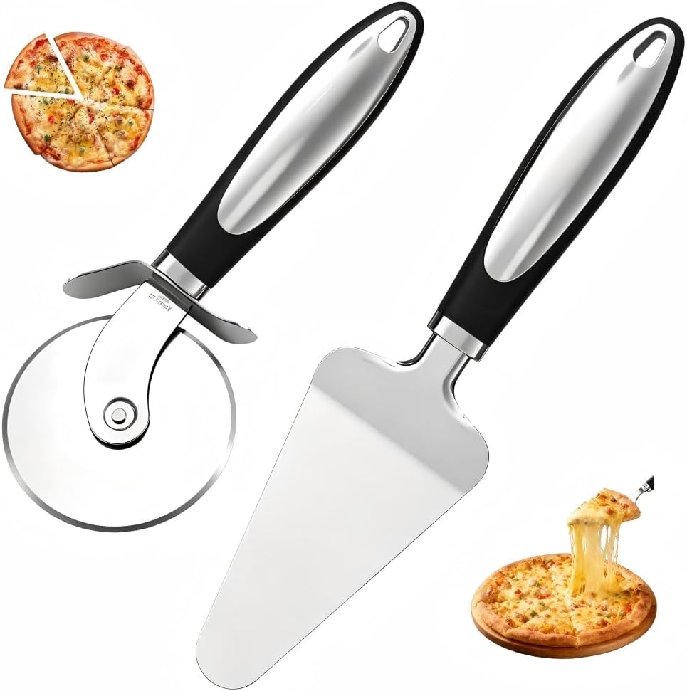 Juego 2 Pzas Cortador Pizza Acero Inox 8pulg Multiuso