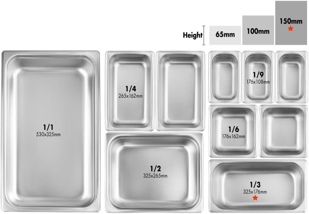 Bandeja de mesa de vapor acero inoxidable 18/8 juego de 6