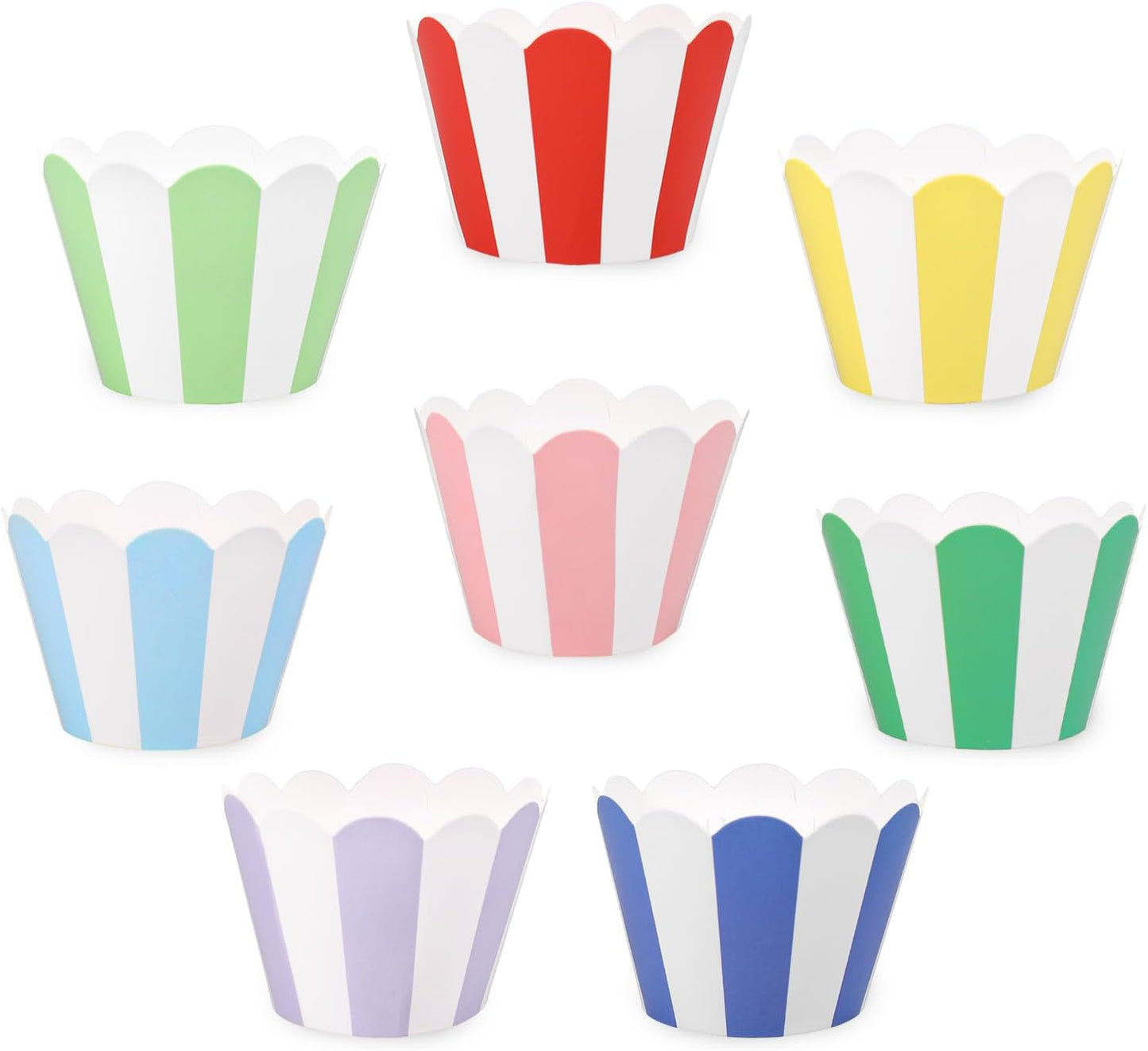 48 Envoltorios Cupcakes a Rayas Colores 8 Diseños