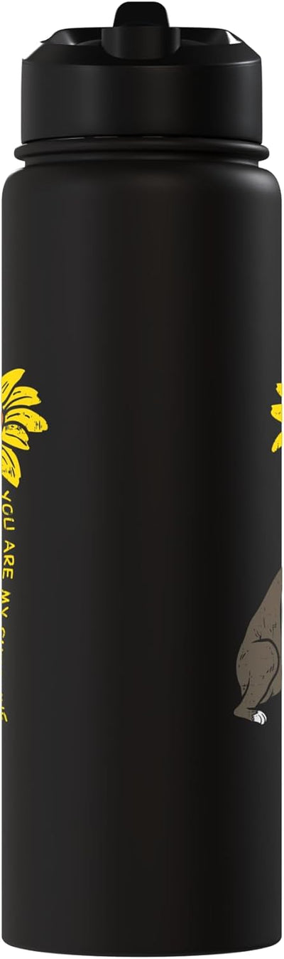 Botella de agua aislada Pitbull Sunflower para dueños de perros