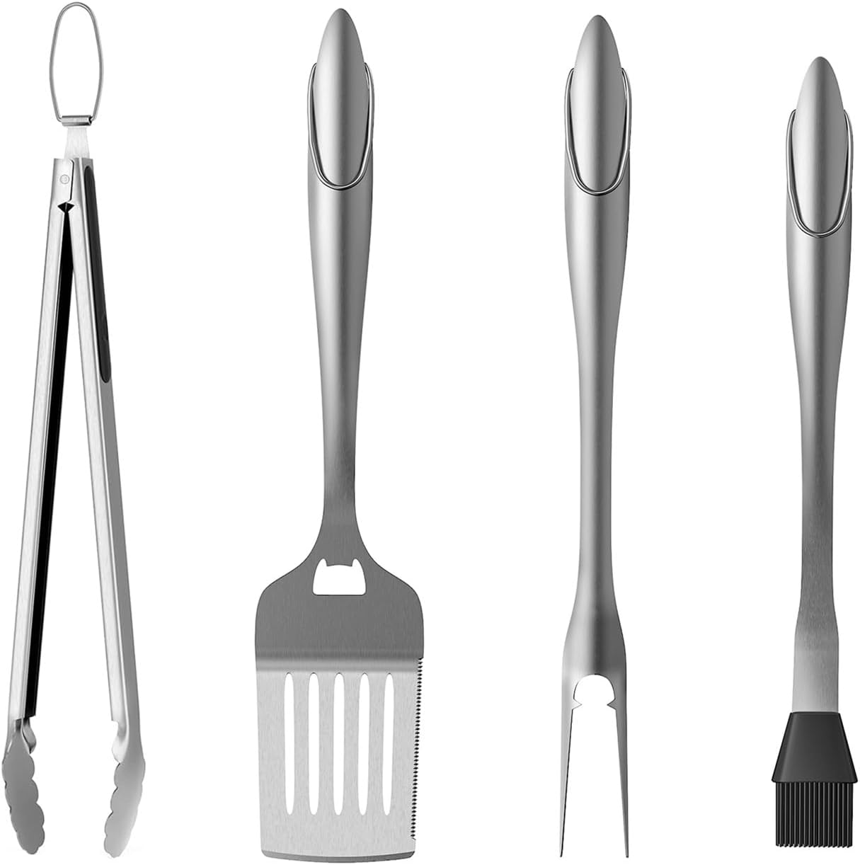 Set 4 Utensilios Parrilla Acero Inox