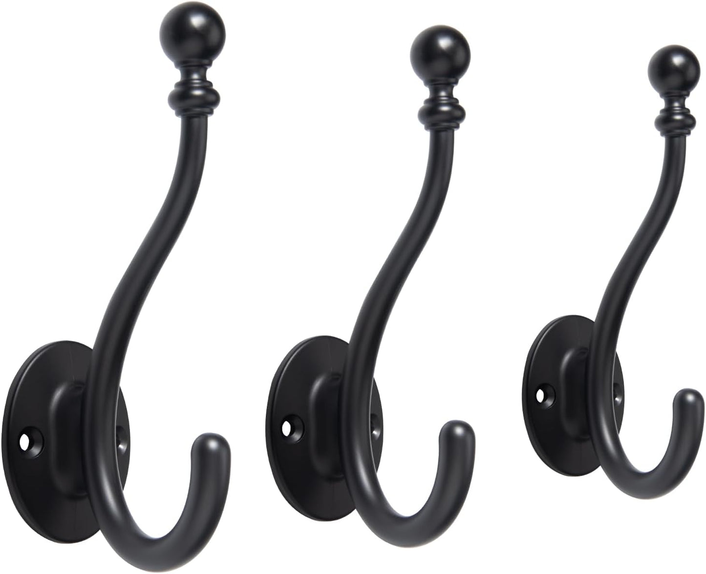 Set 3 Ganchos Toalla Negro Mate Para Baño Dormitorio