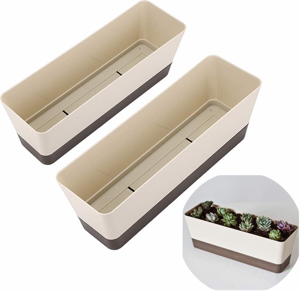 2 Pzas Maceta Rectangular 30cm Orificio Drenaje para Ventana
