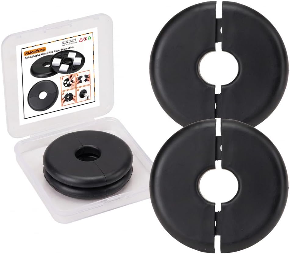 2 Pzas Brida Dividida Tubo Autoadhesiva Negro 0.6pulg