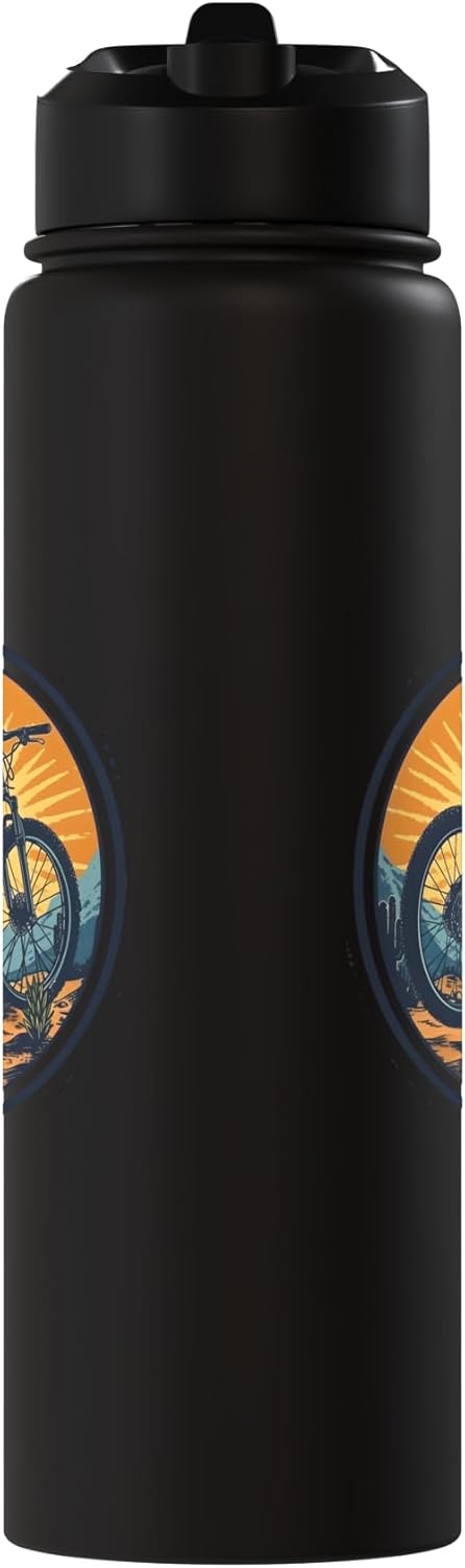 Botella de agua aislada de acero inoxidable ciclista artística