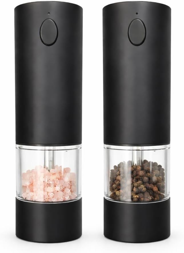 Juego de 2 molinillos eléctricos de sal y pimienta automáticos con luz LED