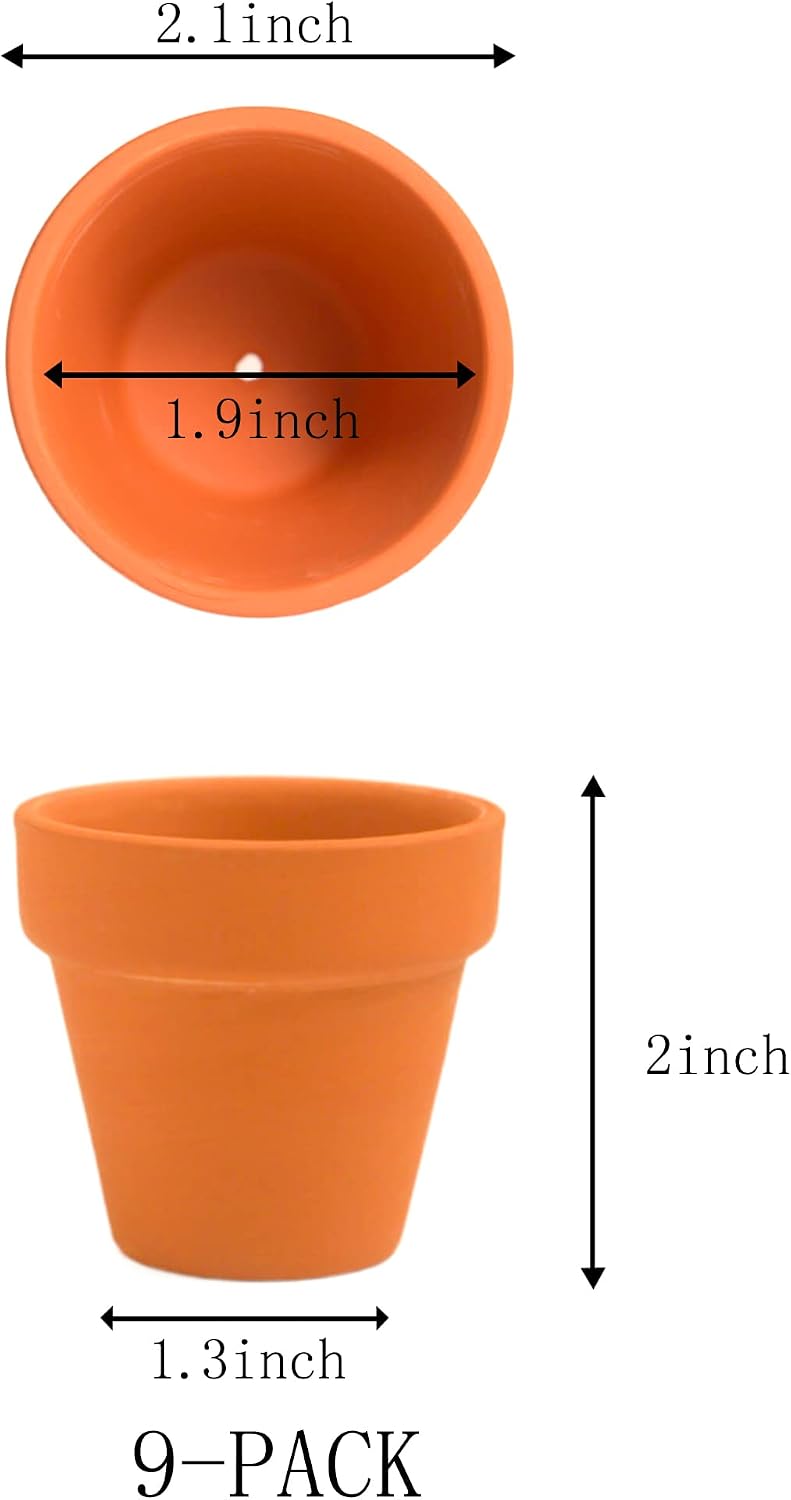 9 Macetas Terracota 2.1pulg para Cactus Flores