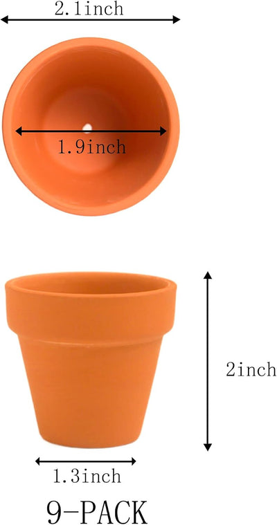 9 Macetas Terracota 2.1pulg para Cactus Flores