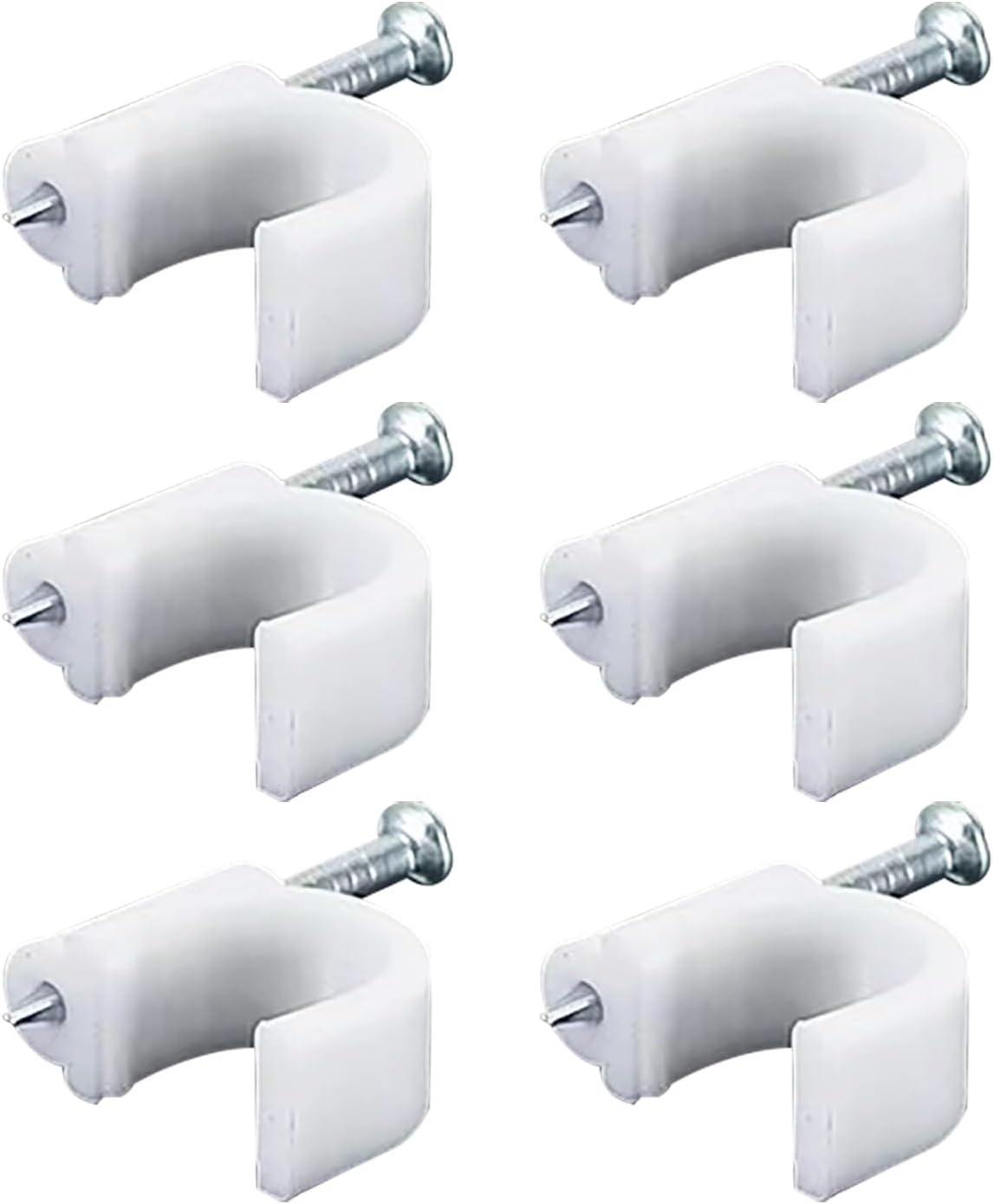 400 Clips Cable Blanco Clavos Acero Multitamaño 4/6/8/0.394pulg