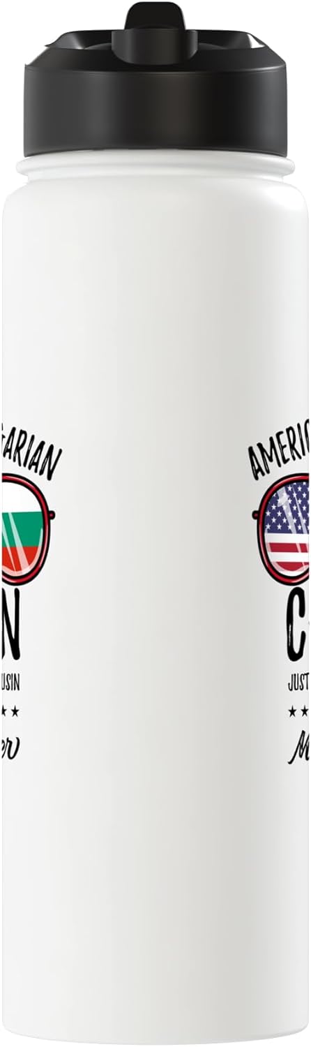 Botella de agua acero inoxidable con raíces búlgaras