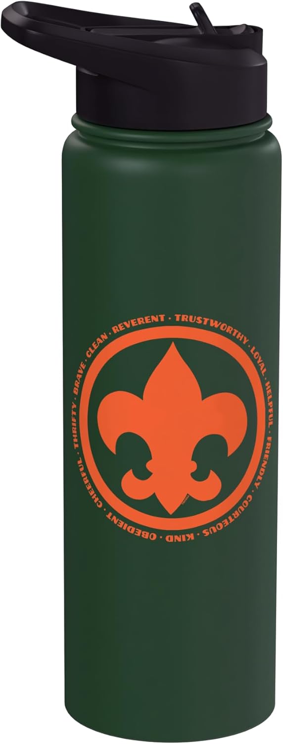 Botella de agua aislada con logo scout fleur de lis