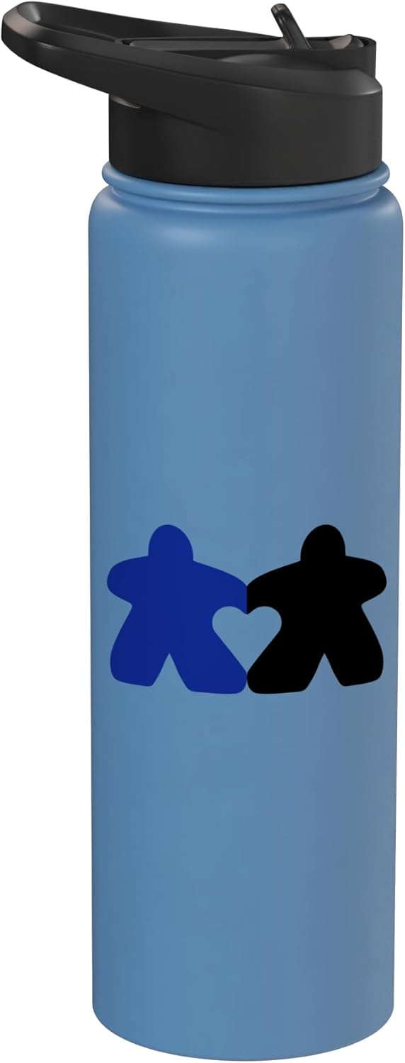 Botella de agua acero inoxidable sin BPA azul y negro
