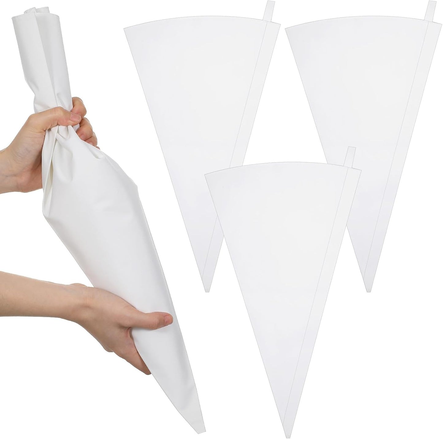 3 Pzas Tubos Reutilizables 20pulg Bolsa Tela Blanca Pasteles