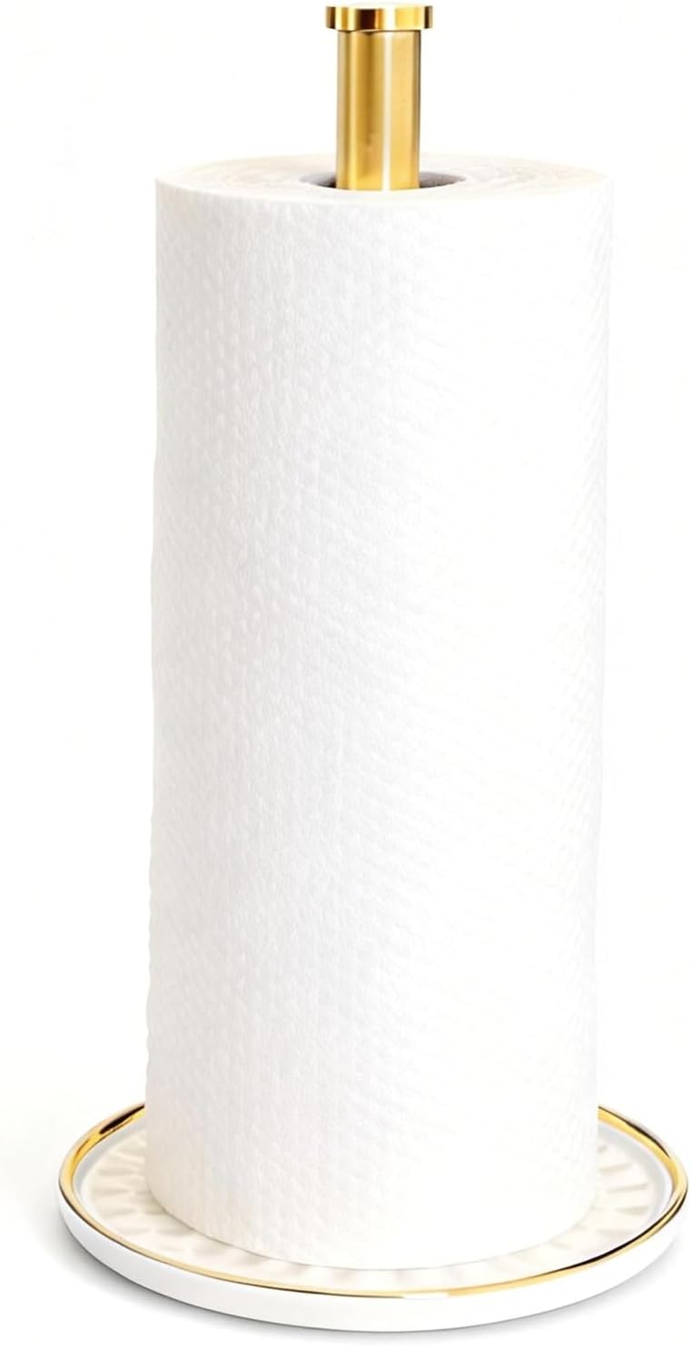 Soporte para toallas de papel con base de cerámica pesada dorado