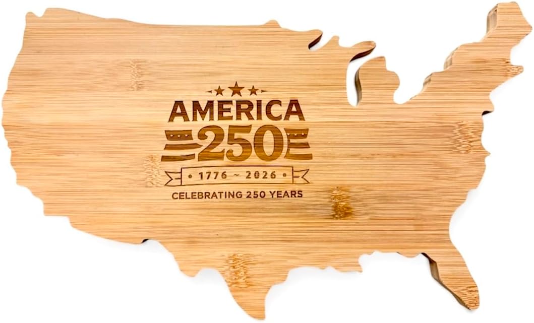 Tabla de cortar de bambú grabada con láser 250 aniversario Estados Unidos