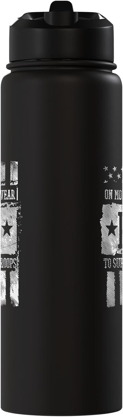 Botella agua acero inox aislada con bandera Memorial Day