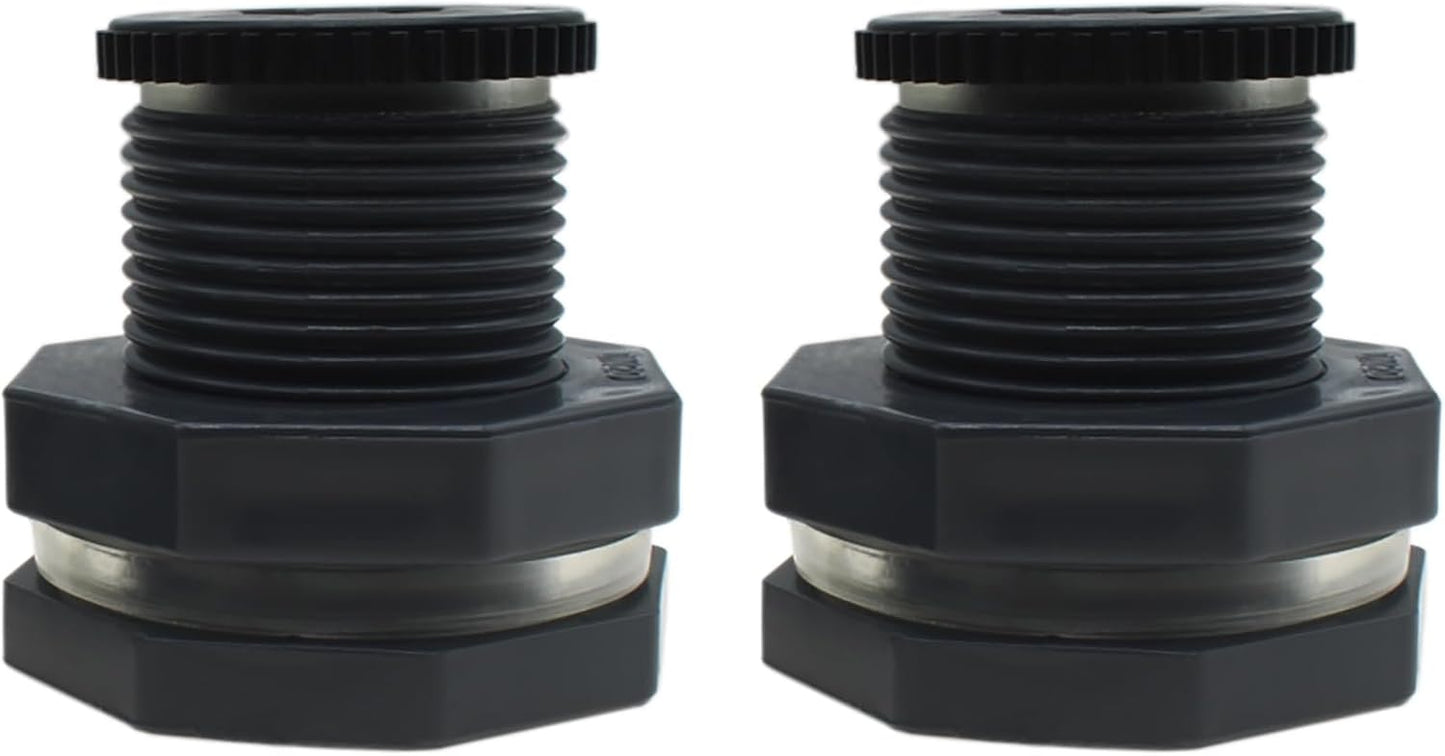 Conector 3/4pulg PVC gris con junta para barriles y acuarios 2uds