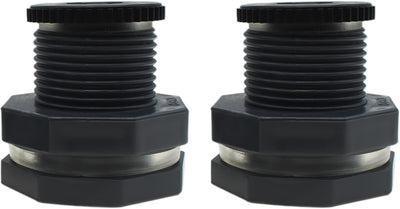 Conector 3/4pulg PVC gris con junta para barriles y acuarios 2uds