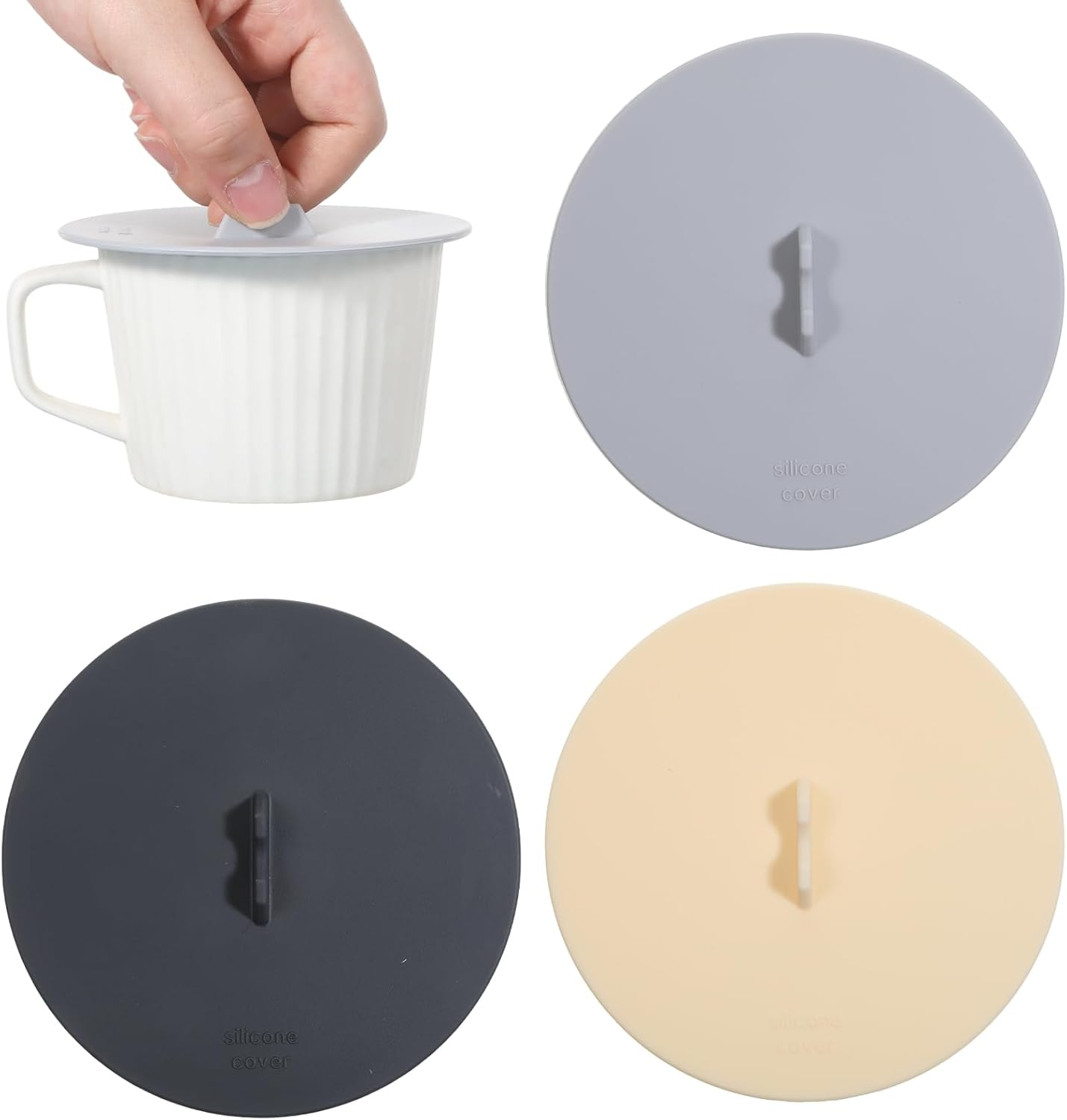 3 Pzas Tapas Silicona Tazas Herméticas Reutilizables