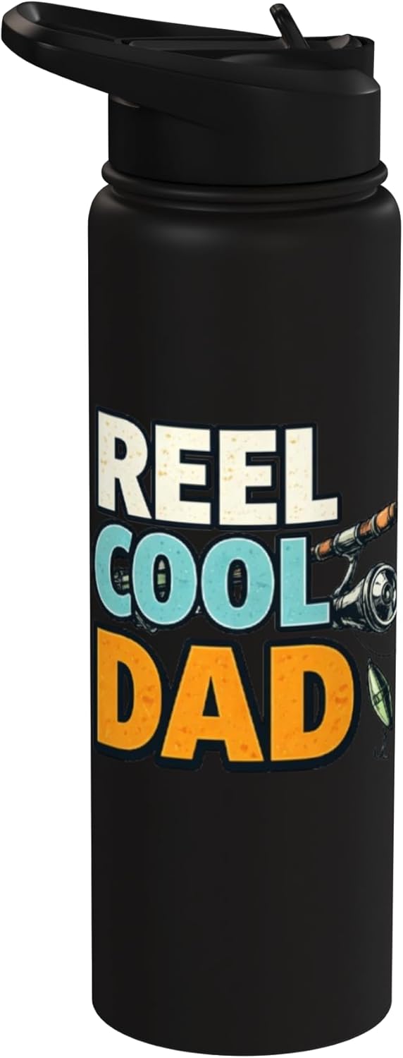 Bottella de agua aislada para pescador dad de acero inoxidable