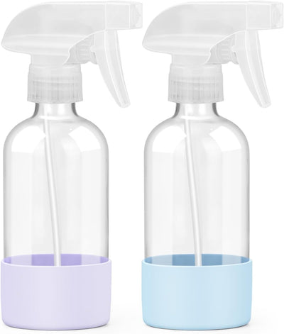 2 Botellas Vidrio 8oz Recargables con Funda Silicona
