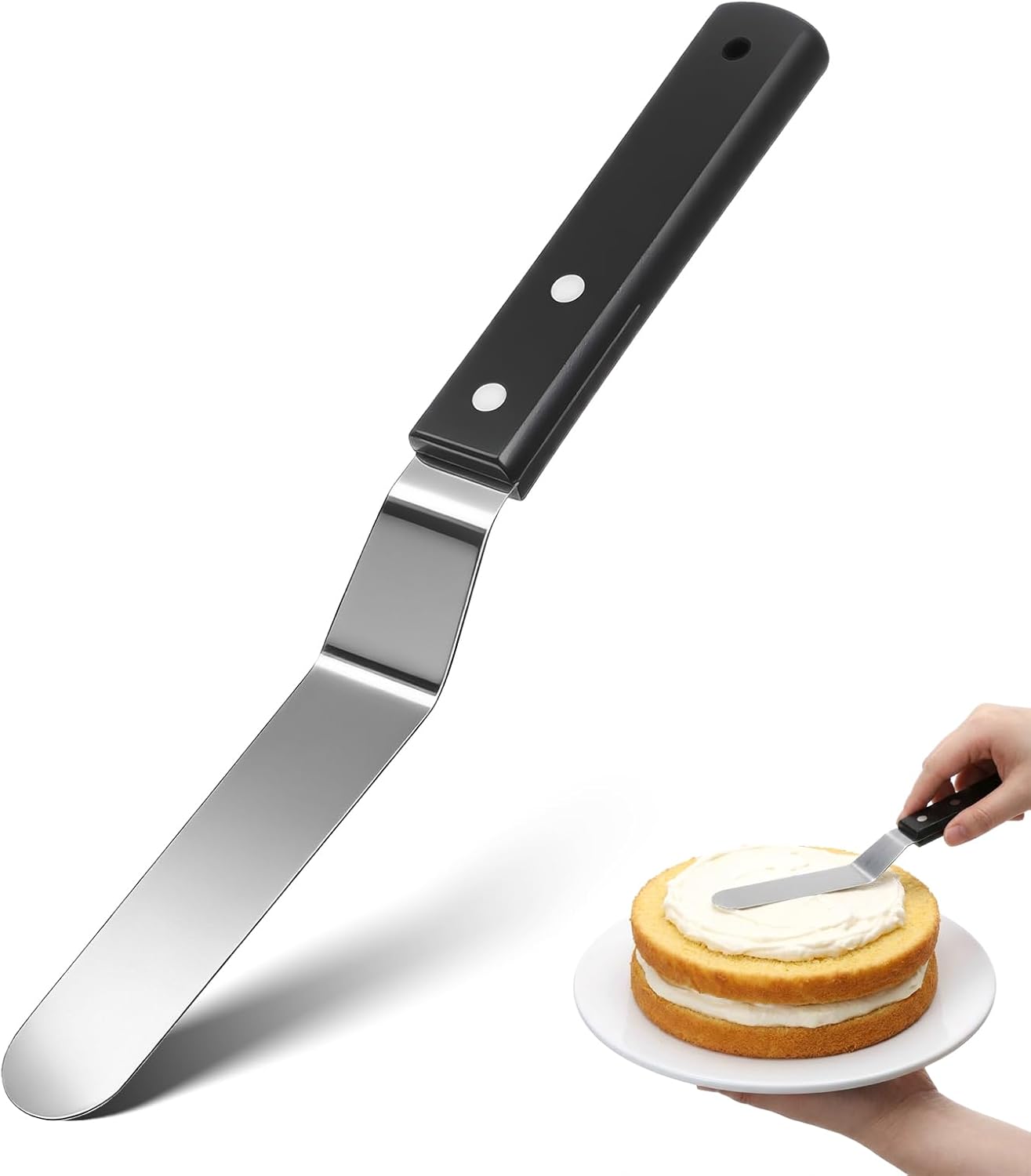 Espátula de glaseado en ángulo de acero inoxidable para tartas y pasteles