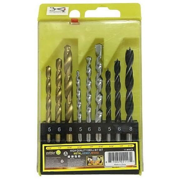 Set 9 Brocas Metal Aluminio Hormigón Titanio