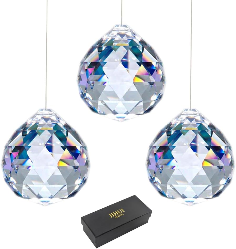 Bola vidrio transparente prisma colgante 1.57pulg 2uds