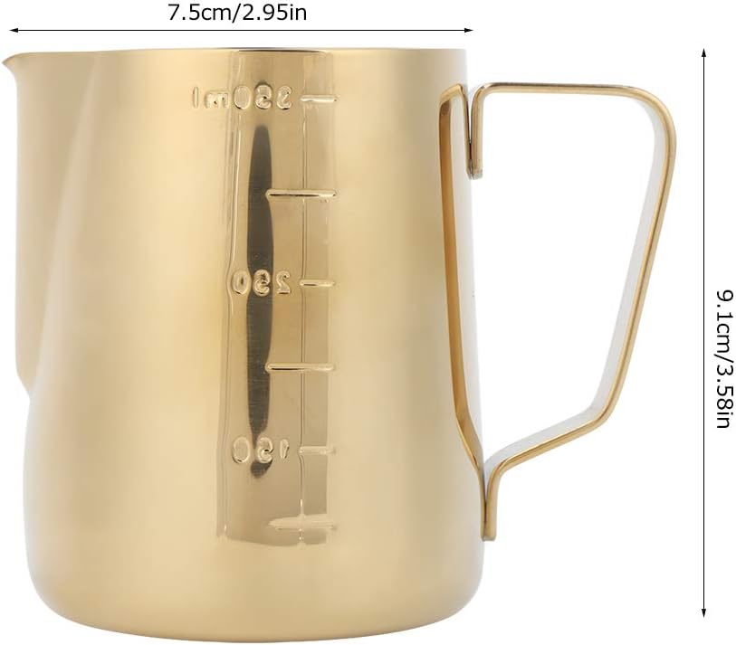 Vaso espuma leche 12oz acero inox con escala y mango