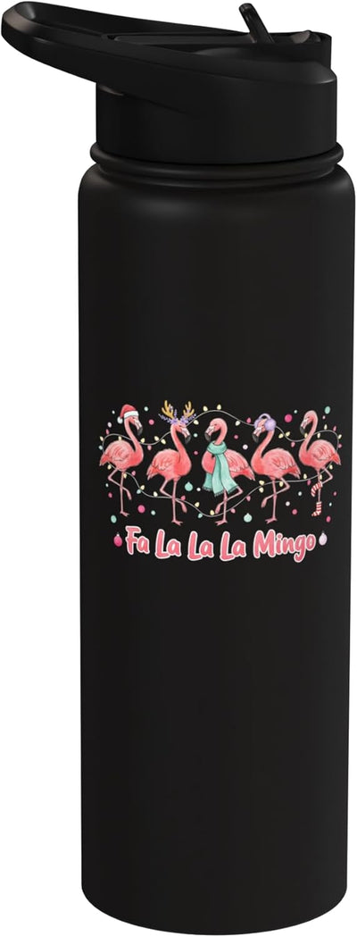 Botella de agua acero inoxidable aislada Fa La La La Mingo Flamingo