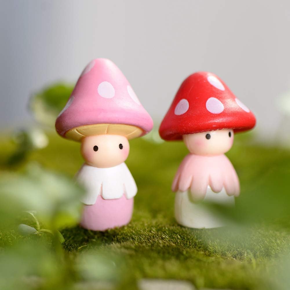 Figuras muñeca hongos hadas 4 pzas decoración jardín