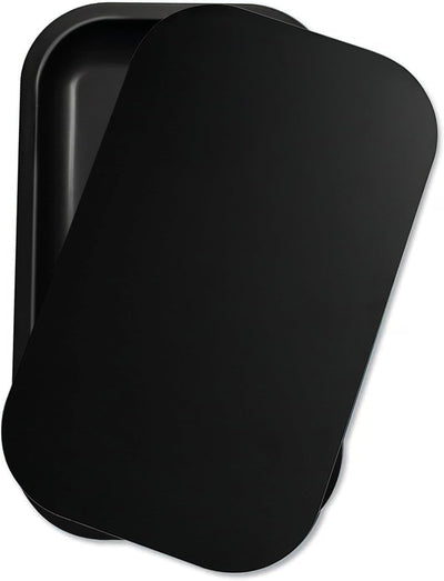 Bandeja de metal con tapa magnética suave PVC negra decorativa para hogar