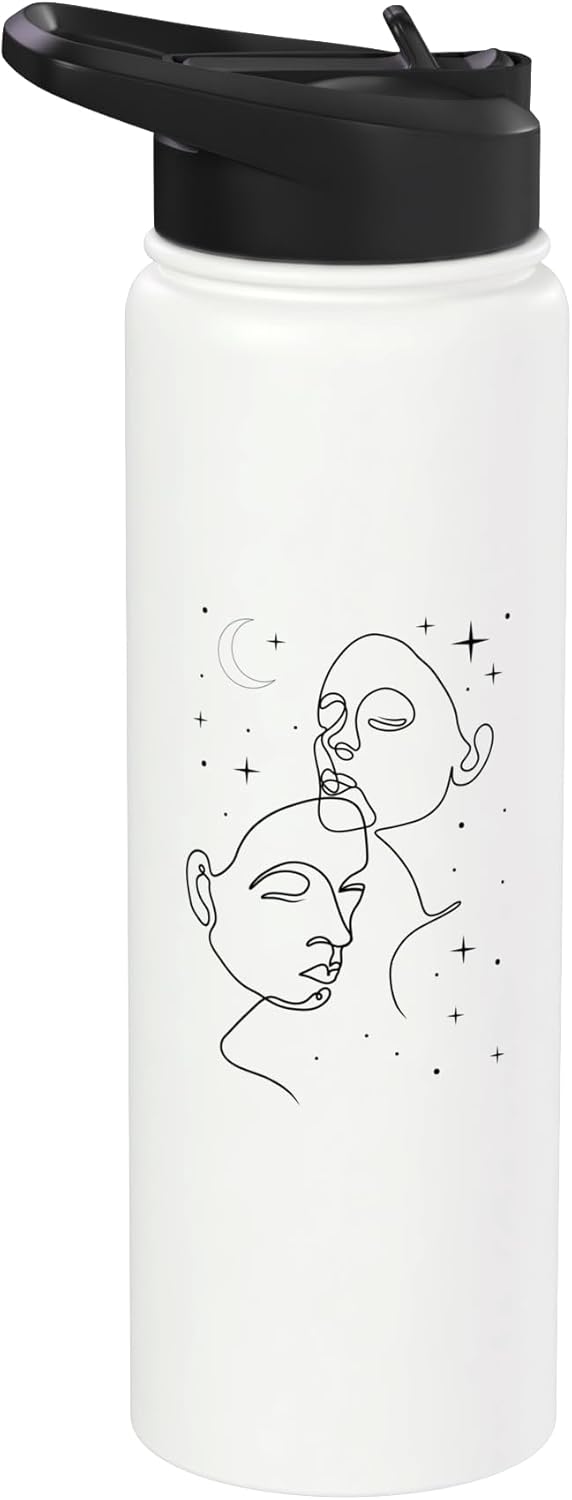 Botella agua acero inox con arte lineal