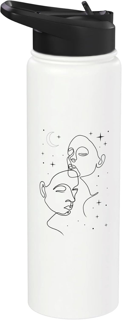 Botella agua acero inox con arte lineal