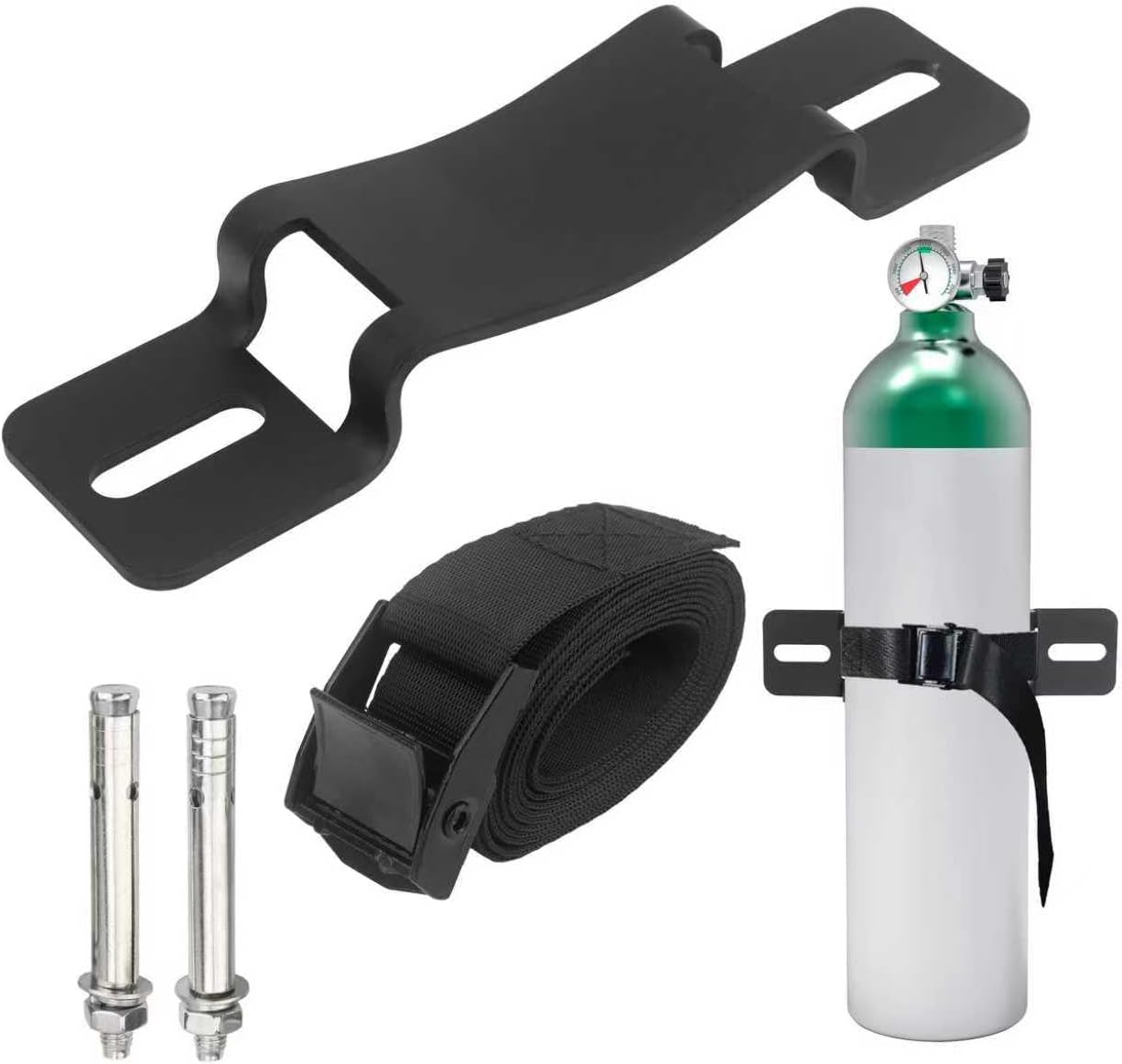 Soporte tanque gas 4-12pulg con cadena seguridad negro