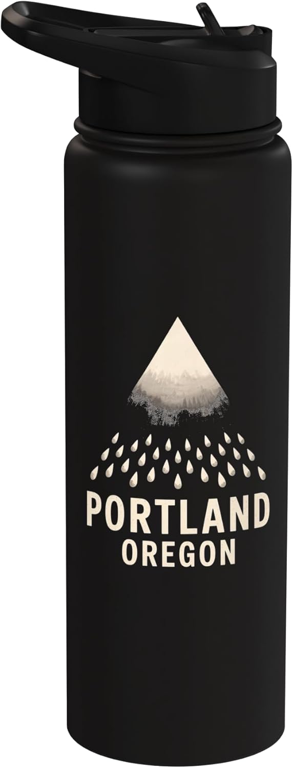 Bottella de agua aislada Portland Oregon Rainy City Mountain Triangle acero inoxidable