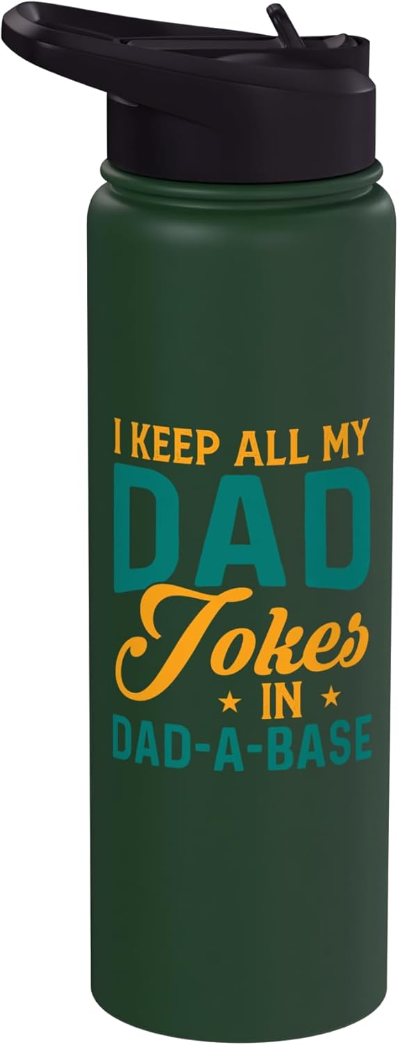 Botella de agua acero inoxidable aislada para chistes de papá