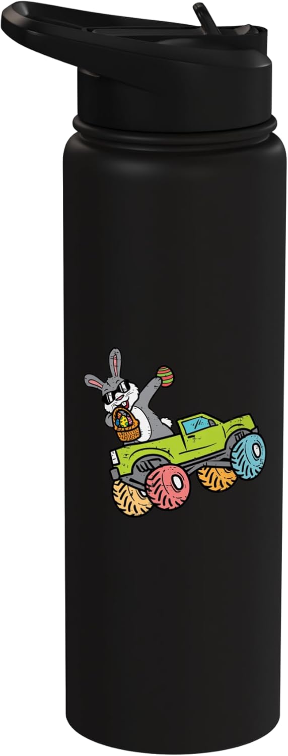 Botella de agua aislada de acero inoxidable con diseño conejo de Pascua