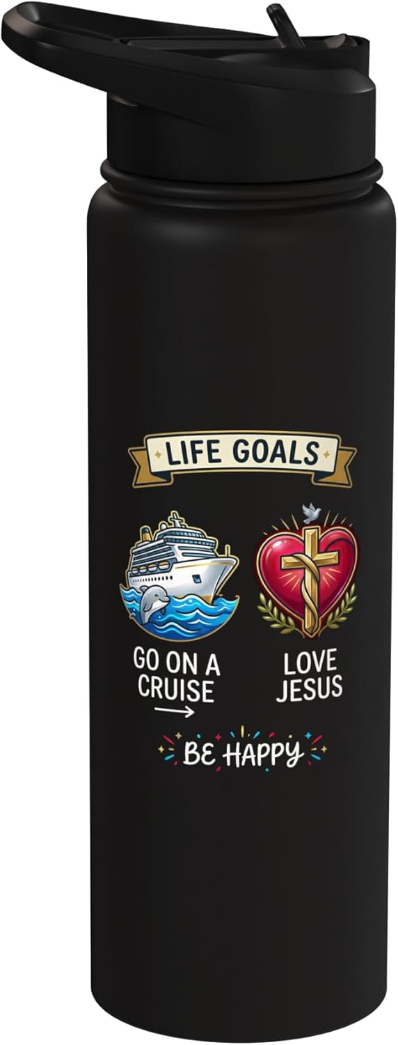 Botella agua acero inox aislada para vacaciones cristianas