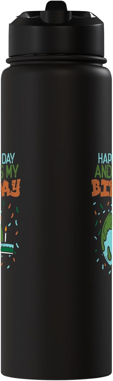 Botella de agua acero inoxidable aislada para cumpleaños Tierra
