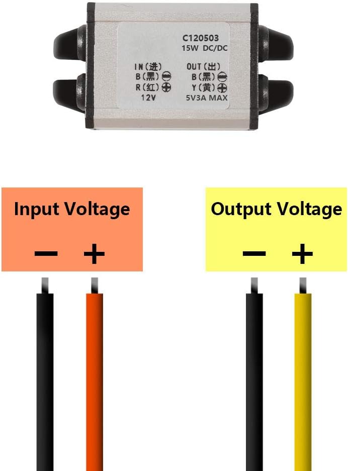 Convertidores 12V a 5V CC para automóvil impermeable 6.3-22V
