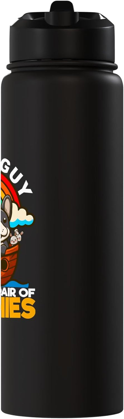Botella de agua acero inoxidable aislada con chiste de arca de Noé
