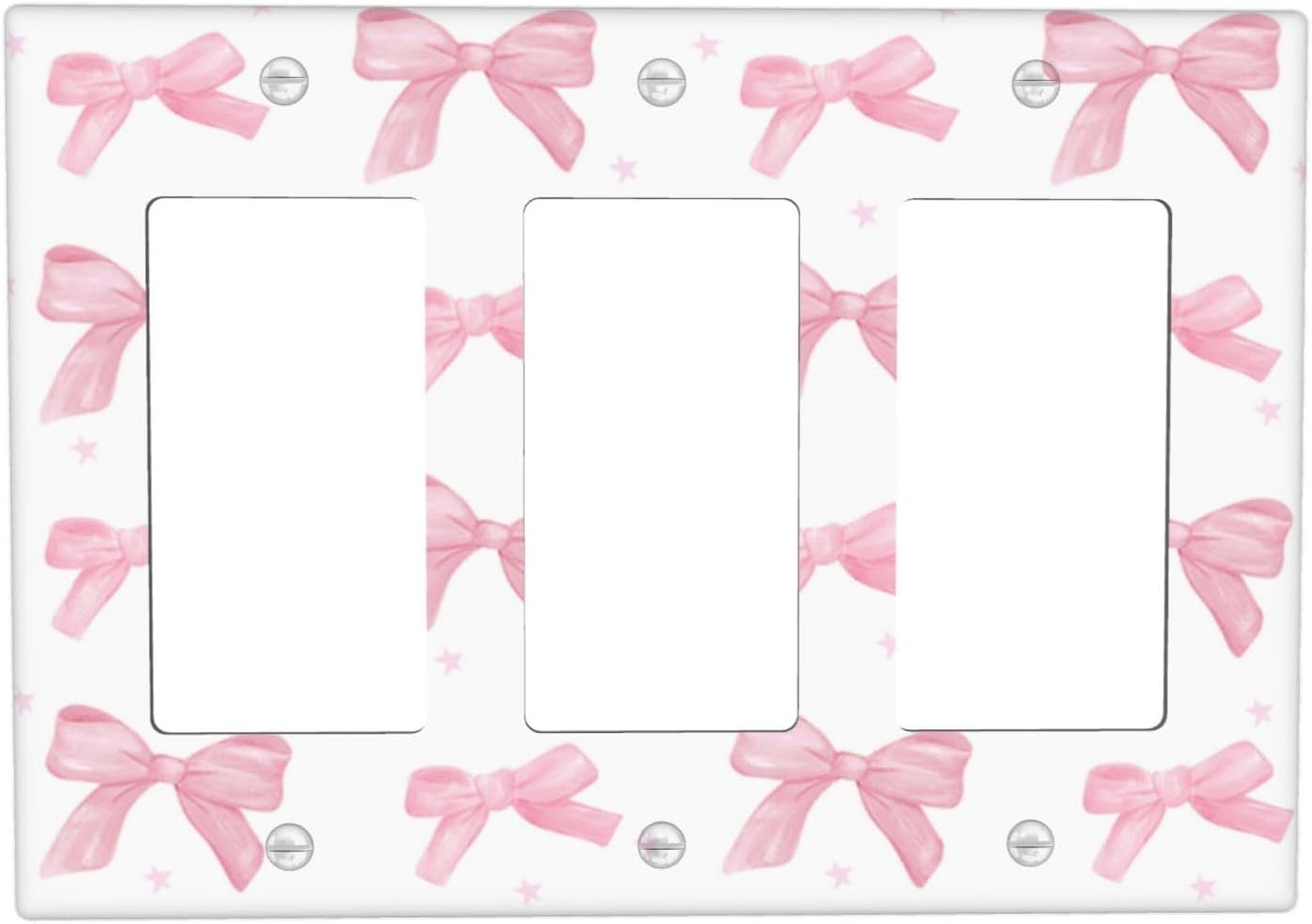 Placa interruptor luz basculante triple con lazo rosa decorativa