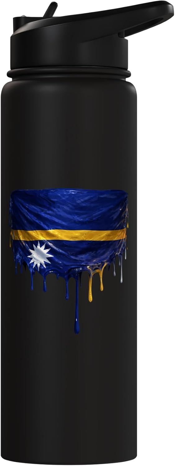 Botella de agua aislada bandera de Nauru acero inoxidable