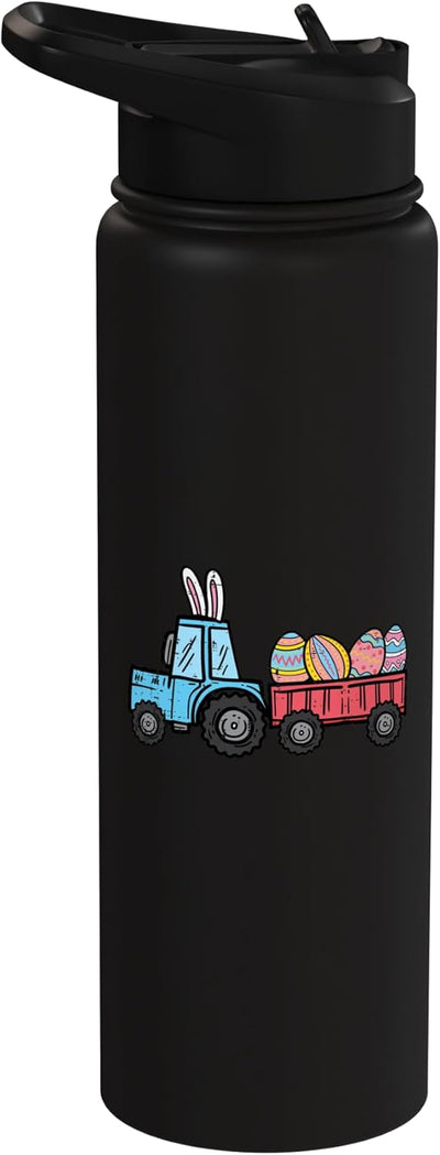 Botella de agua aislada de acero inoxidable tractor de Pascua para niños