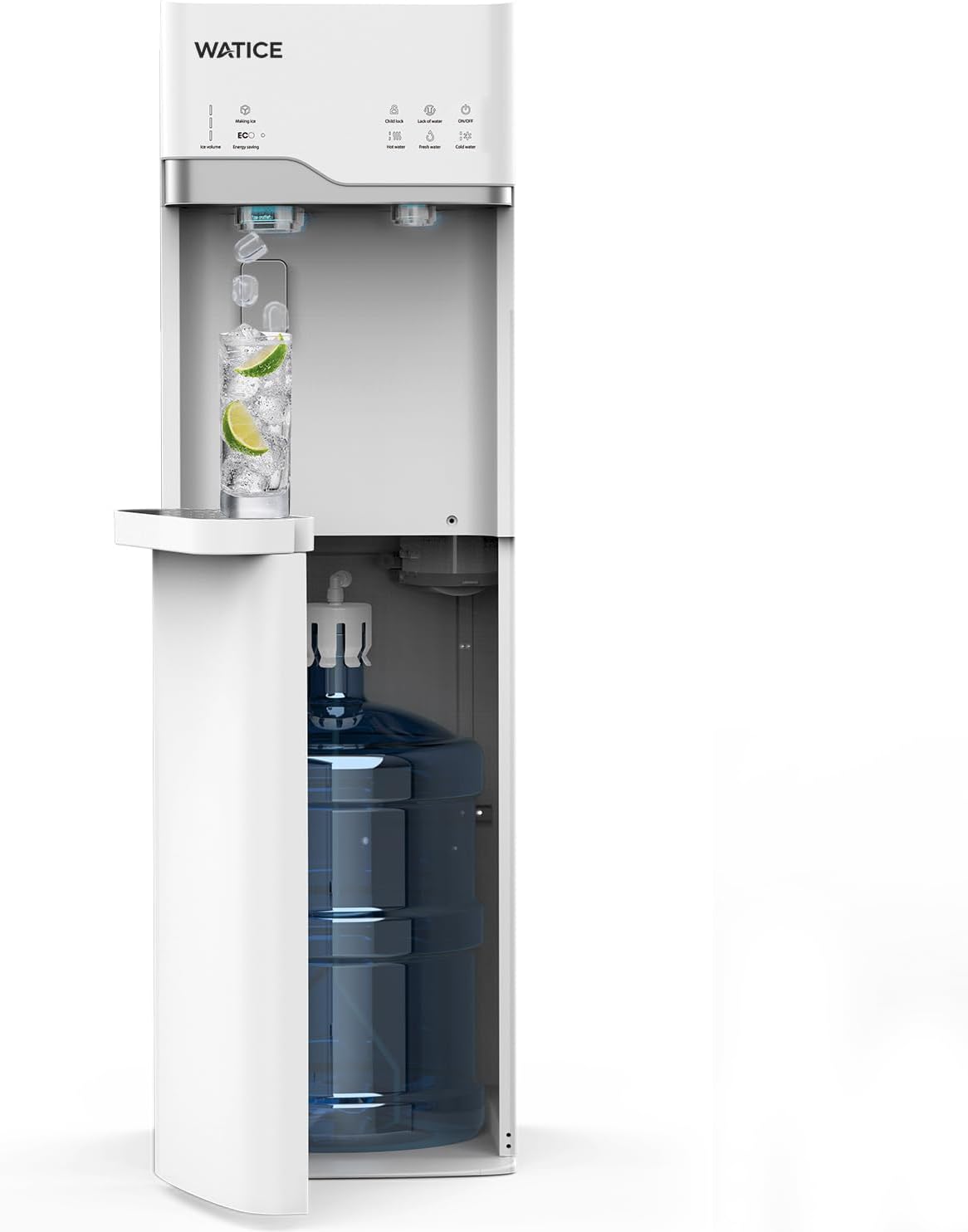 Dispensador agua autolimpiante con hielera y luz nocturna