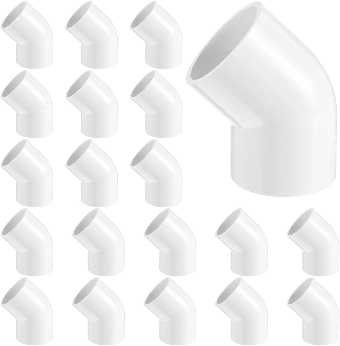20 Pzas Codo PVC 3/4 Pulg 45 Grados Sch40 para Estructura Jardín