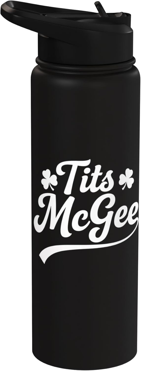 Bottella de agua acero inoxidable aislada con humor shamrock