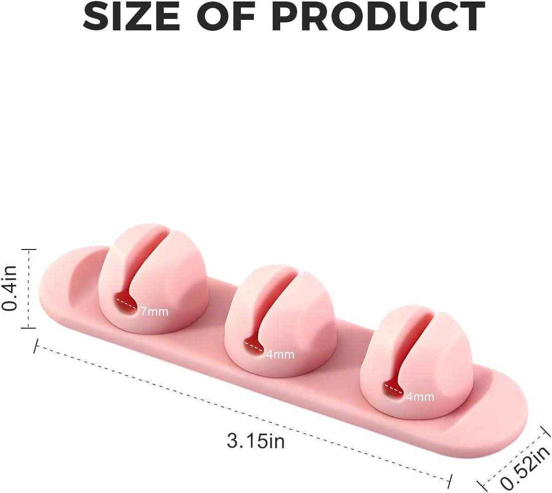 Clips magnéticos silicona adhesivo rosa organización cables